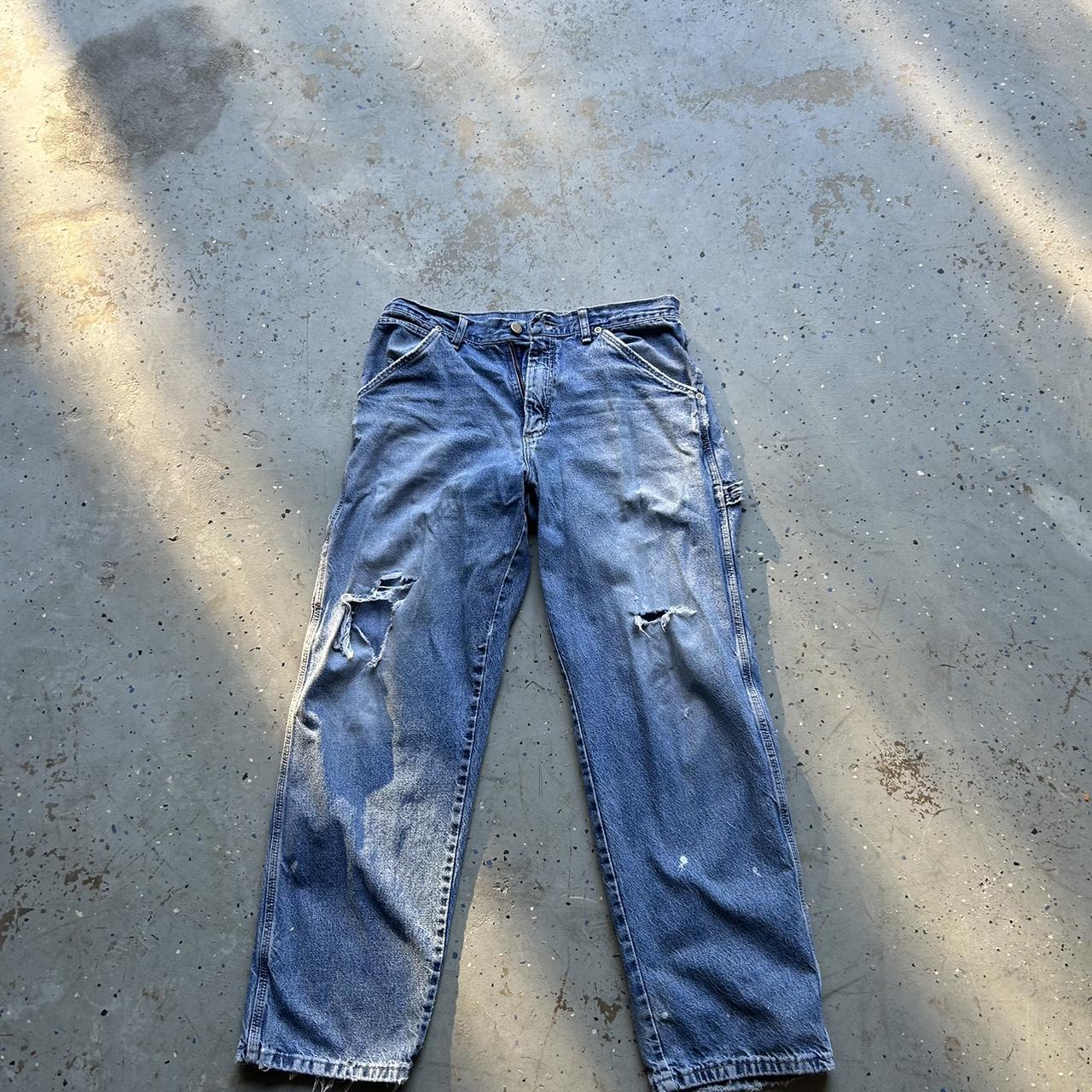 baggy perfect distressed wranglers really rare... - Depop