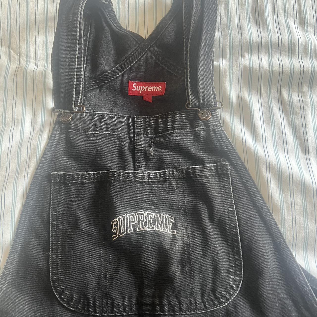 Supreme Logo Denim Overalls - Depop