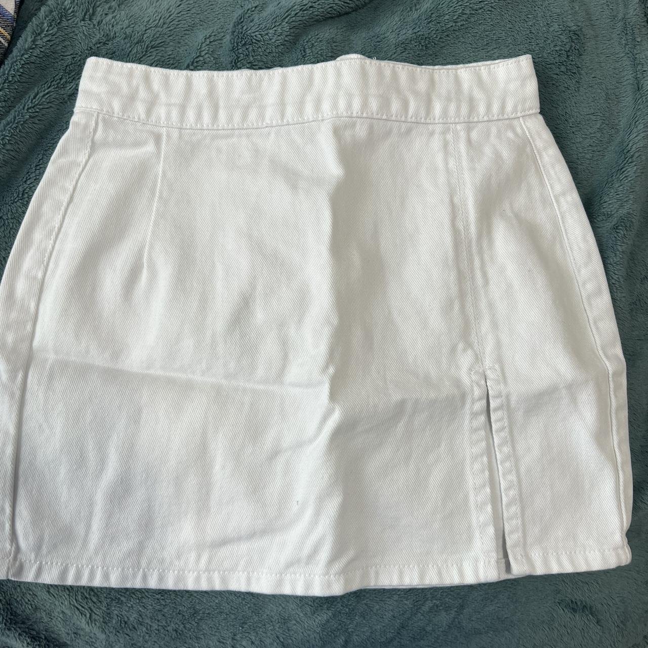 princess polly white mini skirt denim ish... - Depop