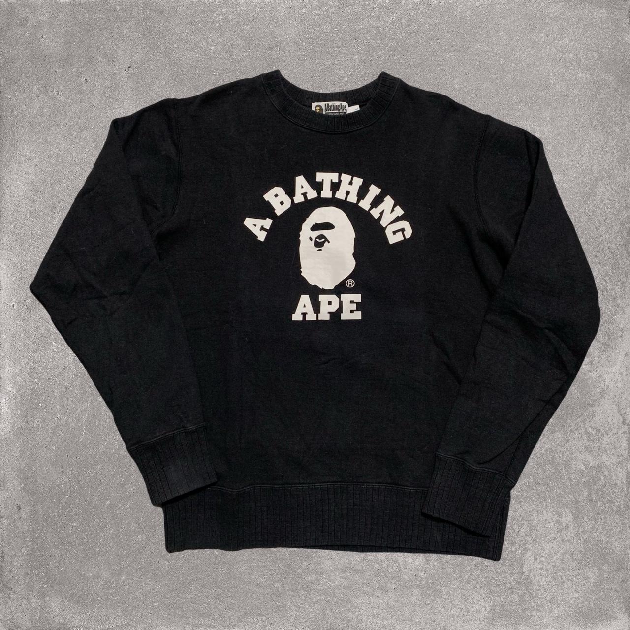 Bape Large College Black Crewneck Sweatshirt A... - Depop