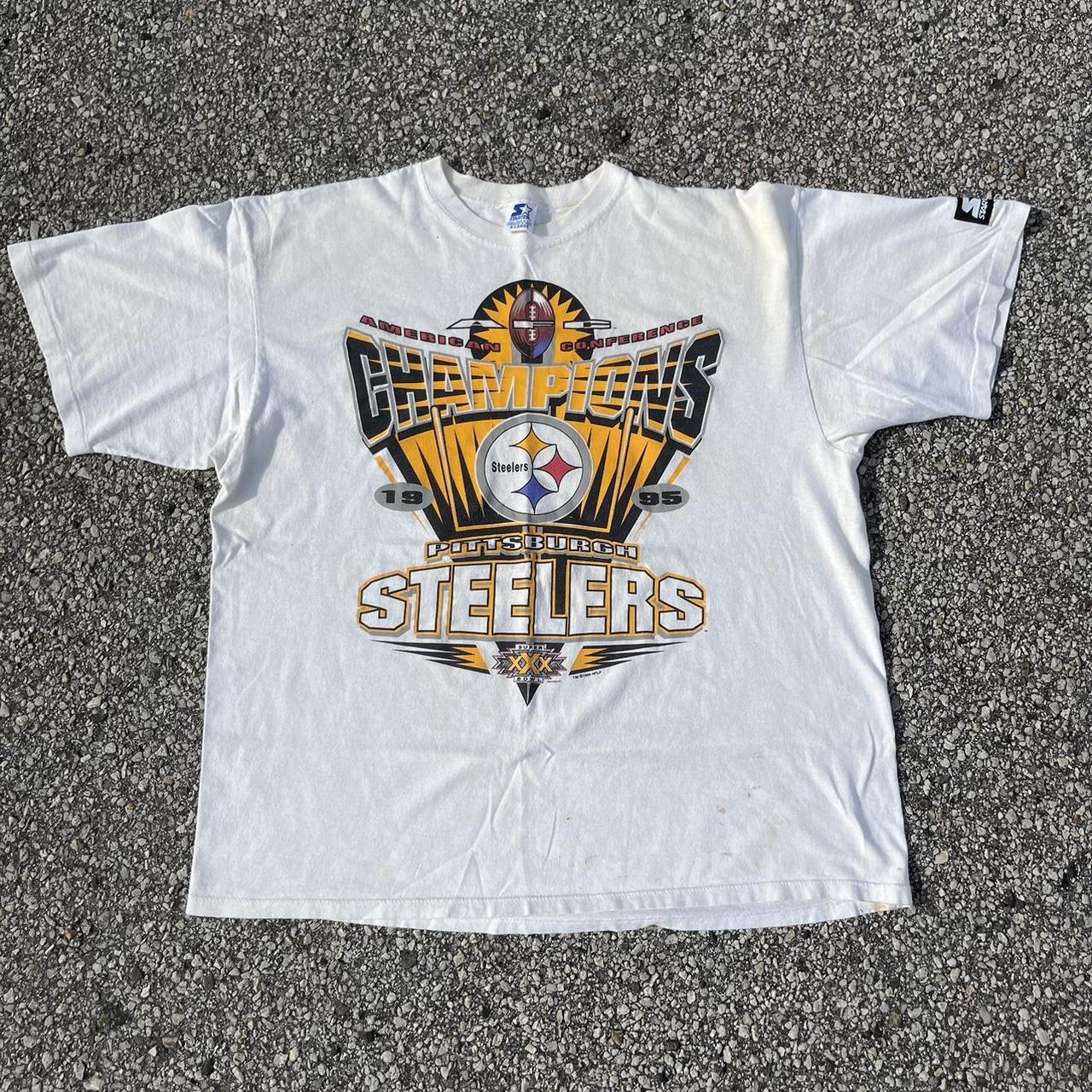 Large 1996 Pittsburgh Steelers Men's T Shirt Black Yellow 