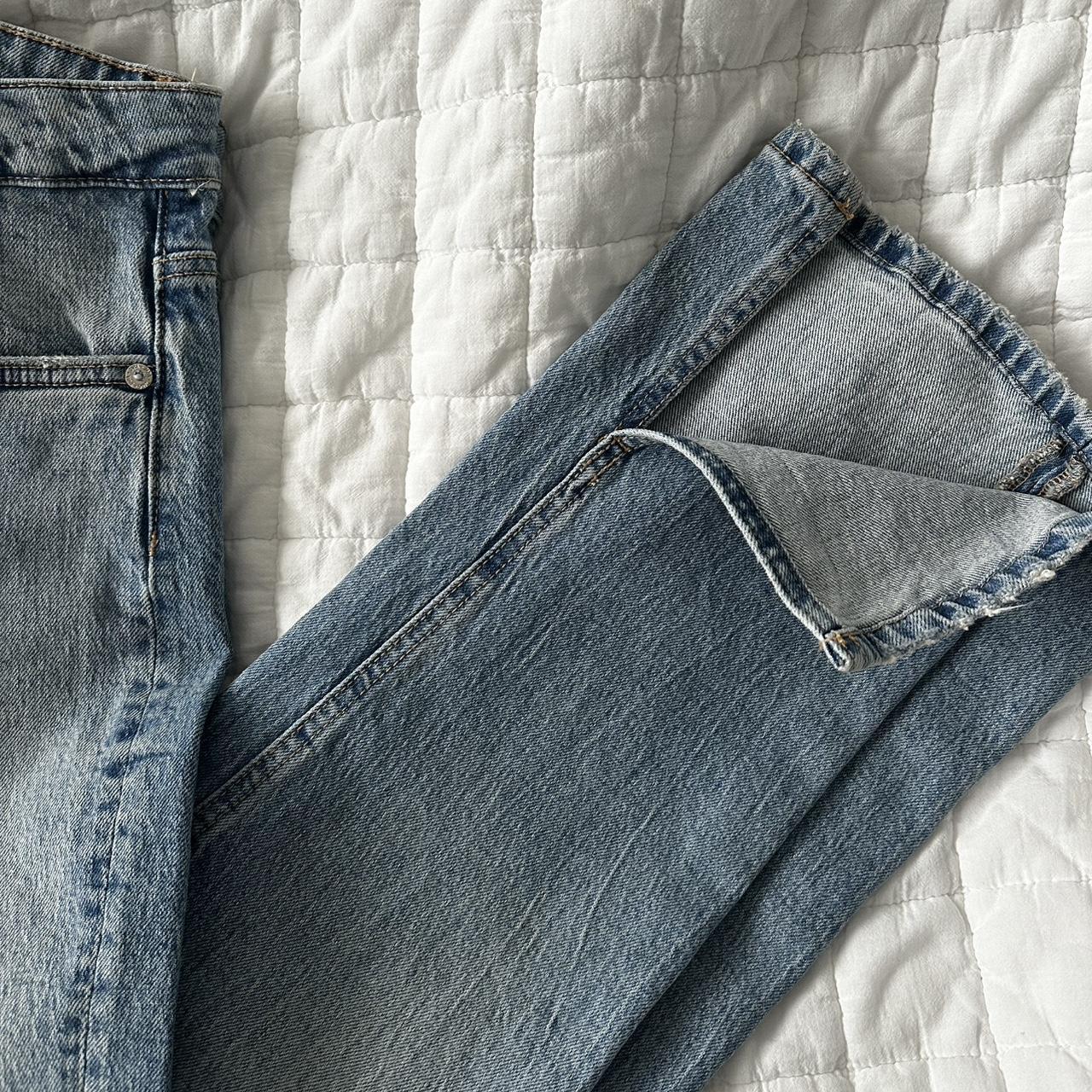 Light wash Zara jeans with slit at the ankle. Depop