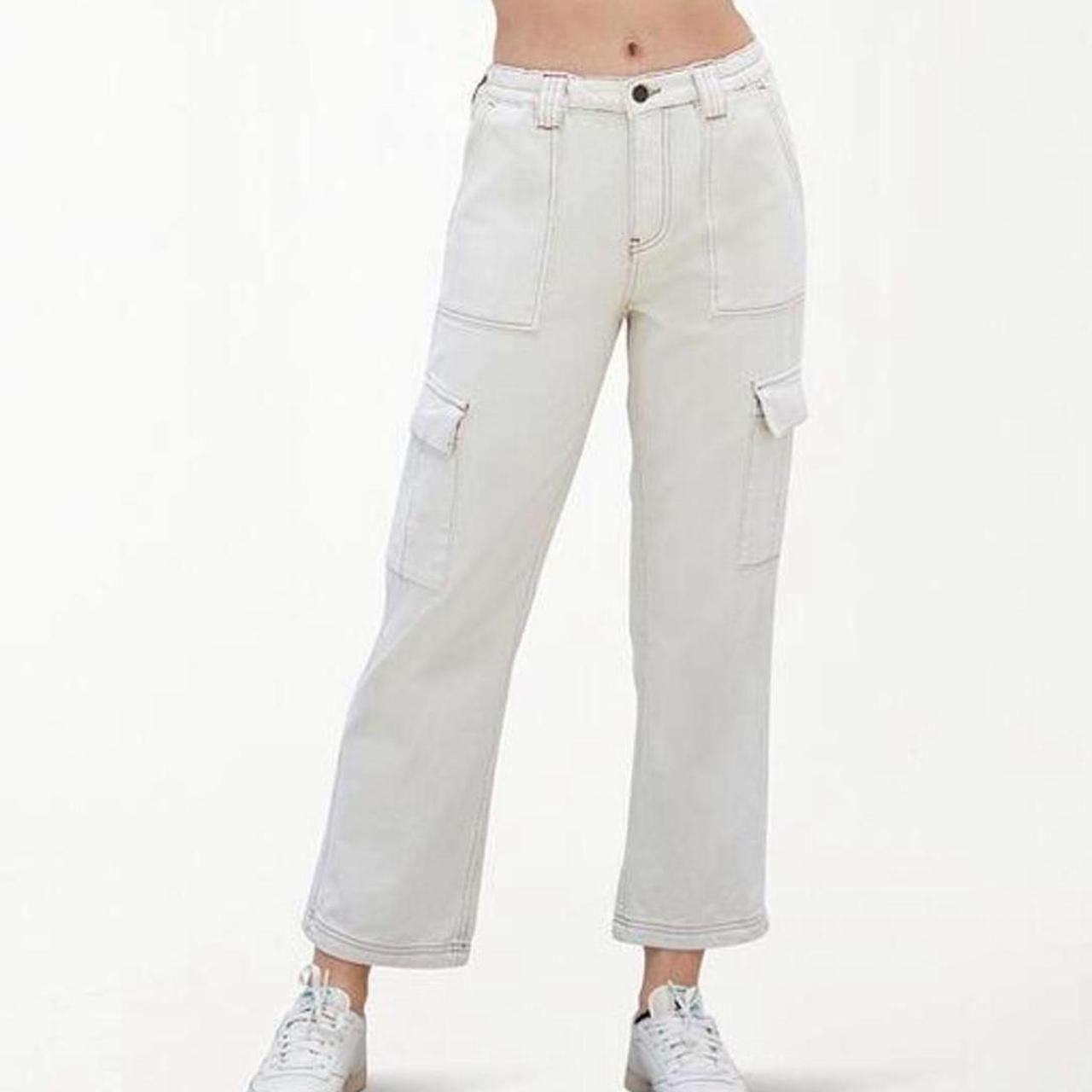 🐻 Pacsun Off White Cargo Pants with Brown Depop