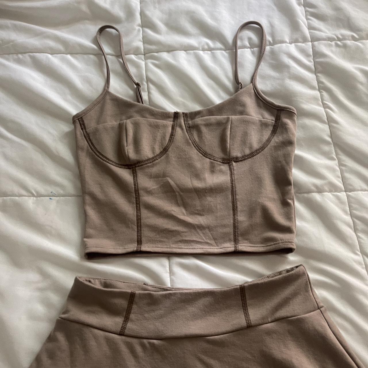 Brown skirt set Size medium Depop