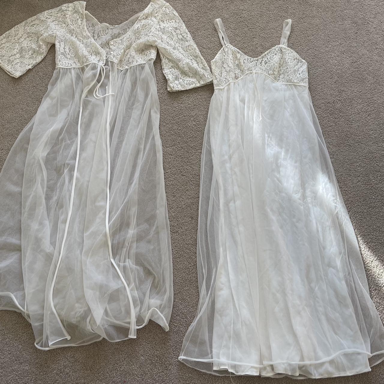 Night gown and robe set Ivory Rove - 32 Dress -36 - Depop
