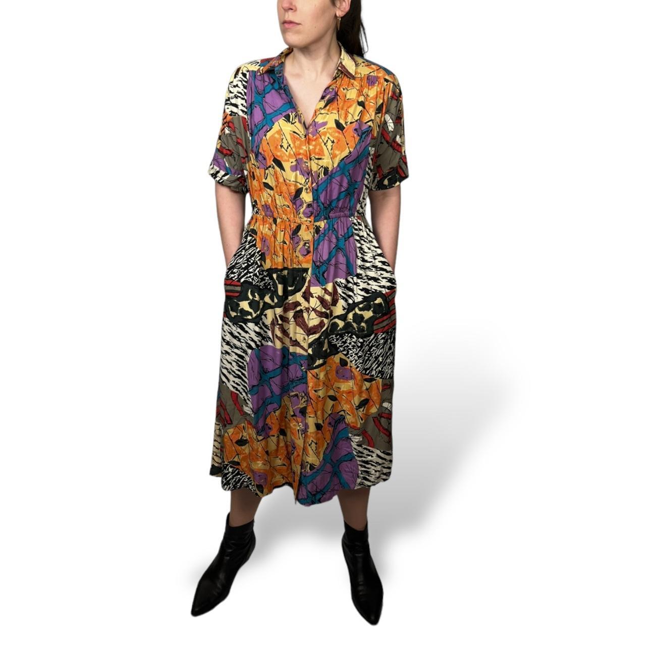 Together Women's Yellow and Purple Dress Depop