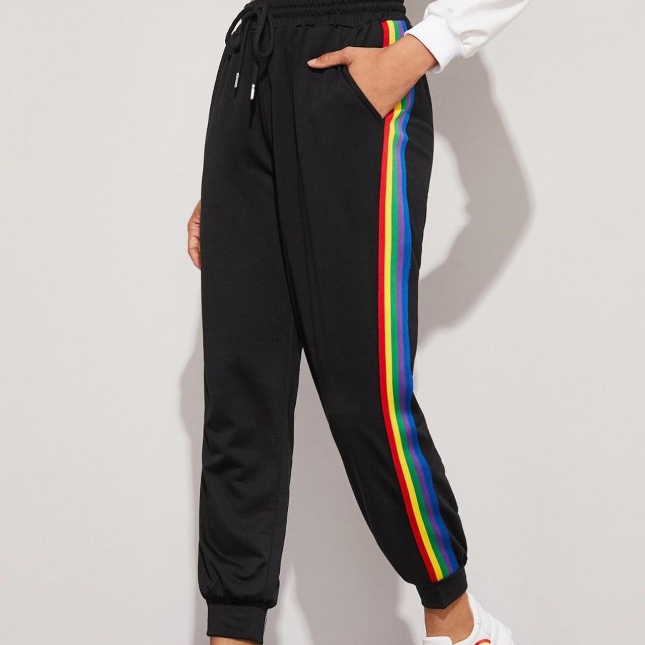 NEW SHEIN Side Stripe Black Jogger Tracksuit Athletic Pants Size Small