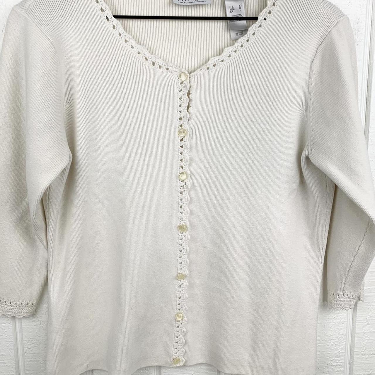 Villager Liz Claiborne Vintage Crotchet Cream Knit... - Depop