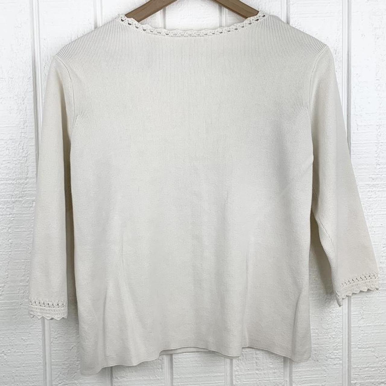 Villager Liz Claiborne Vintage Crotchet Cream Knit... - Depop