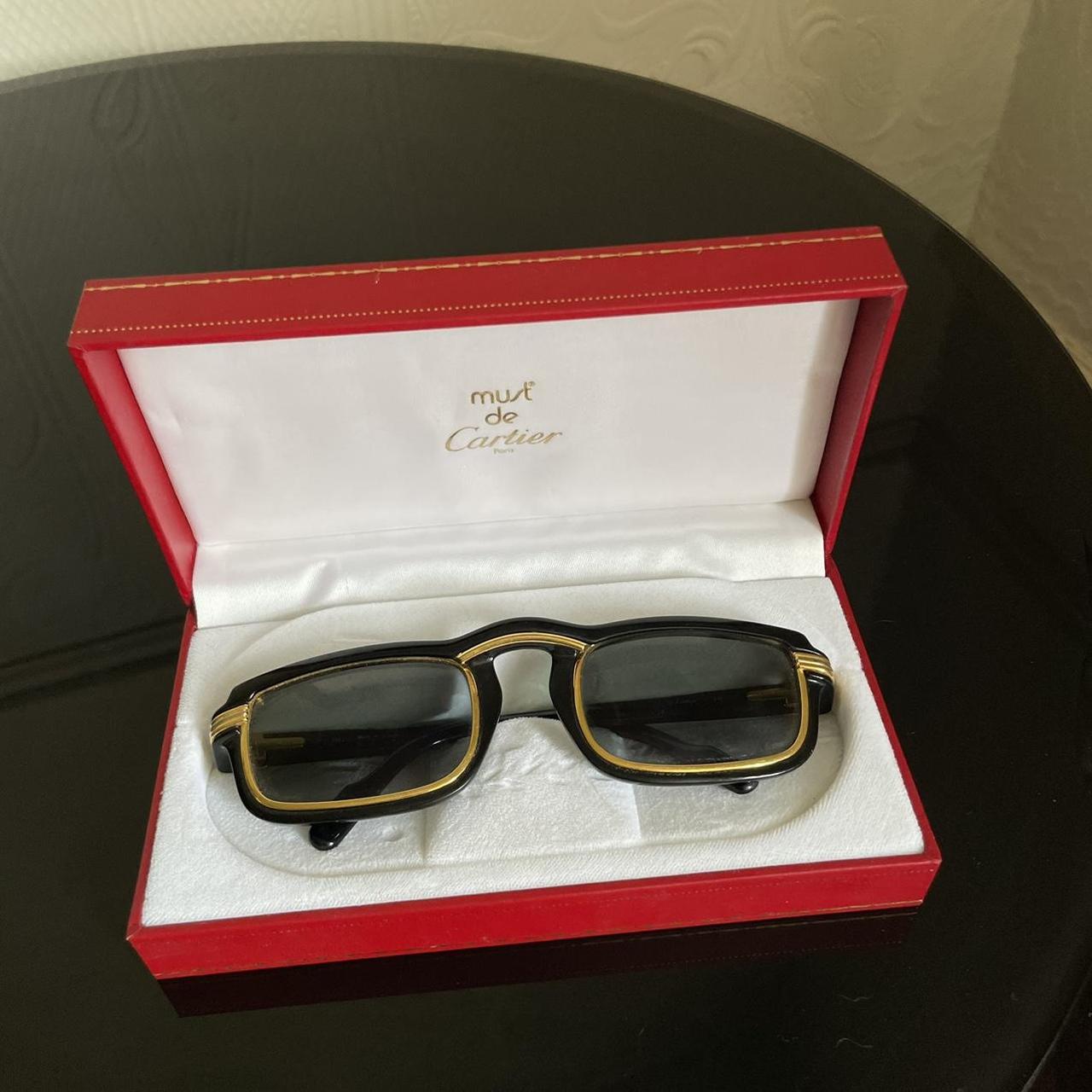 Cartier Vintage Vertigo Black And Gold Sunglasses Depop