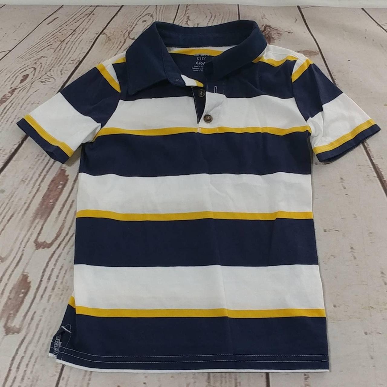 Striped polo shirt with patch in yellow and multicolor