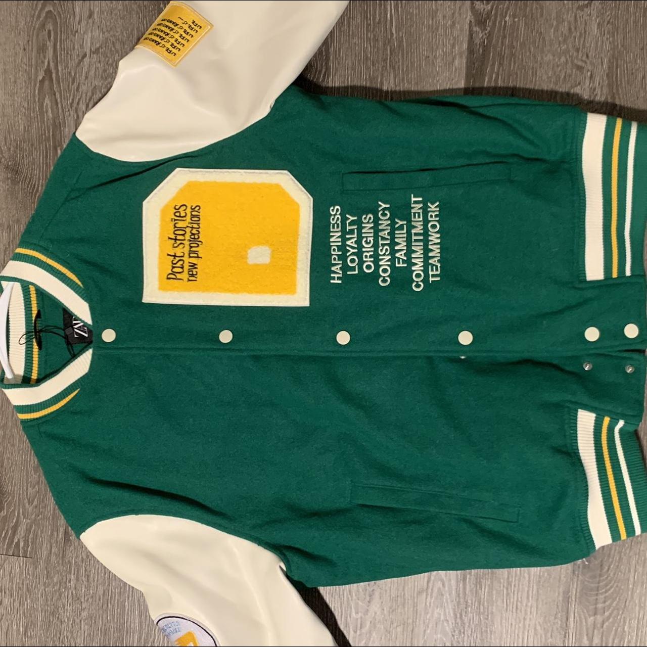 Super clean Zara letterman / varsity jacket, size... Depop