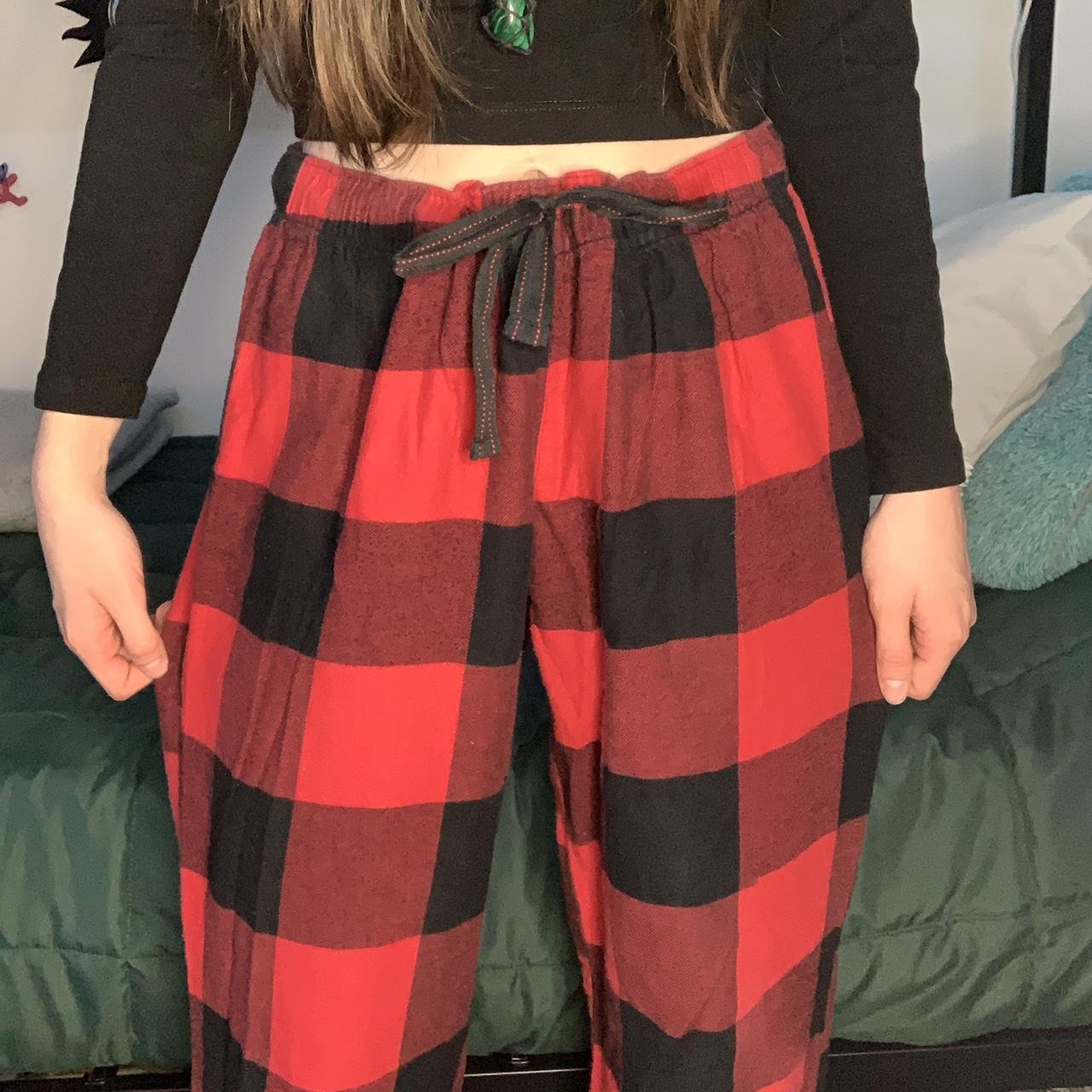 red plaid pajama pants - in great condition, no - Depop