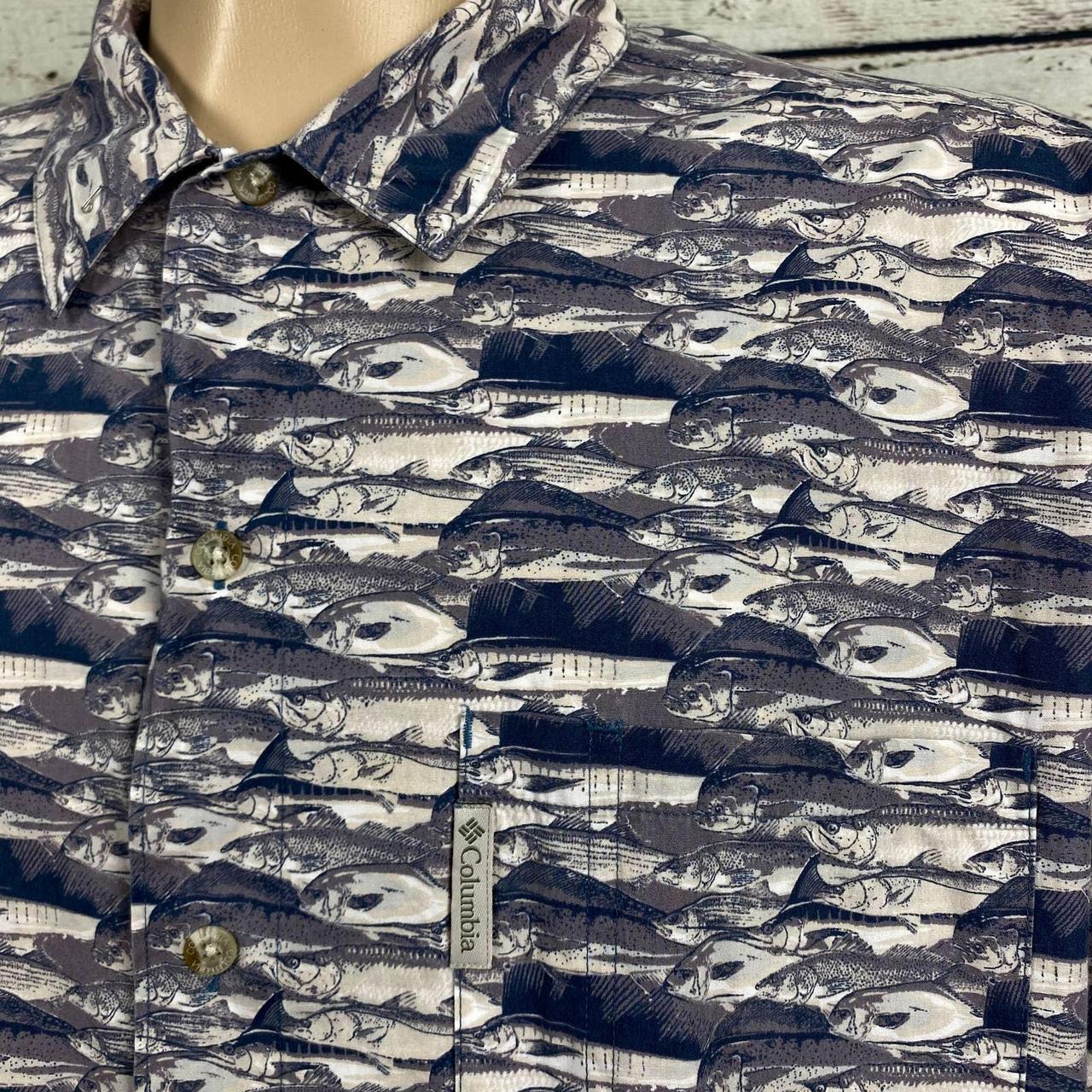 Blue Columbia Fishing Shirt #Columbia - Depop