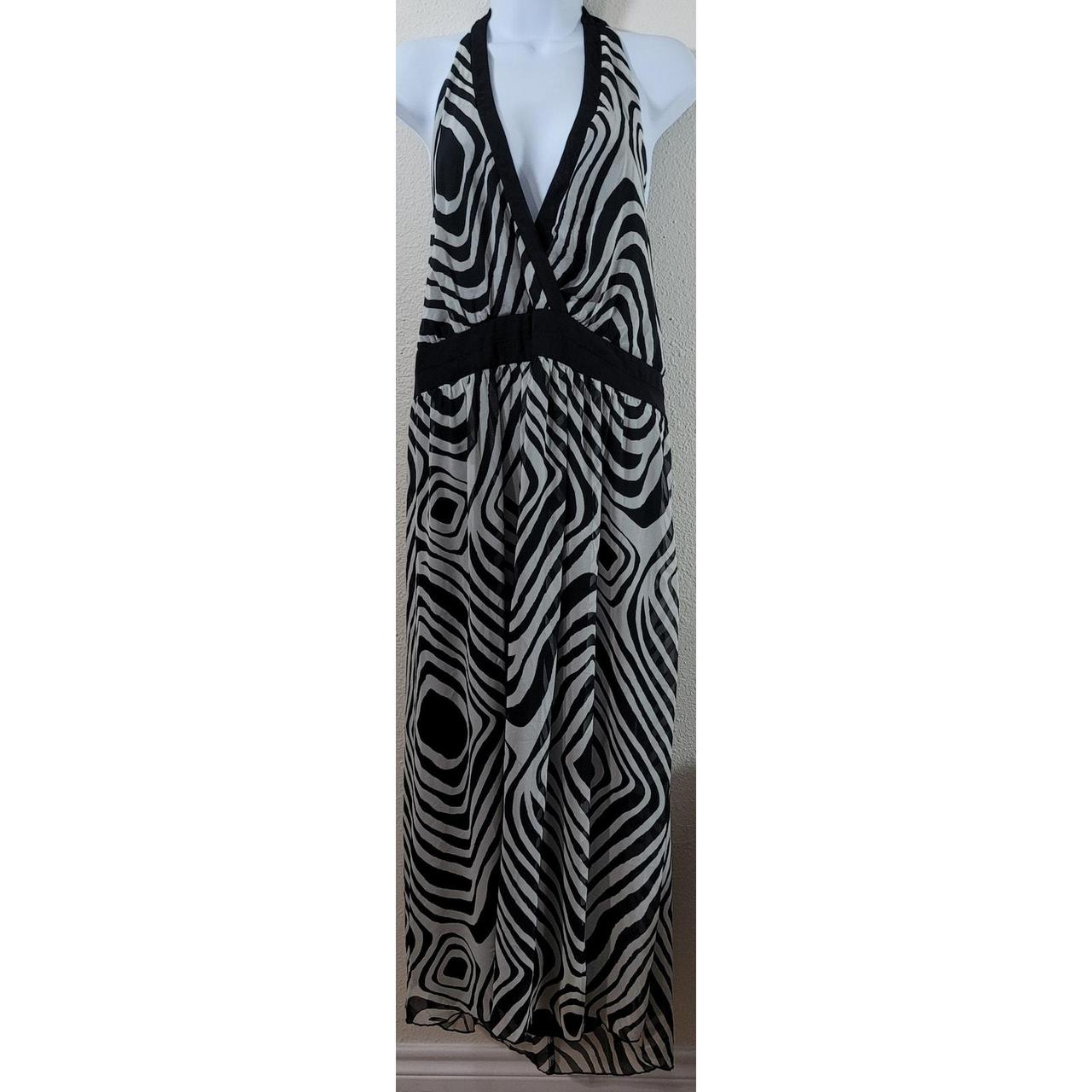 Ashley Stewart Black White Print Halter Crisscross