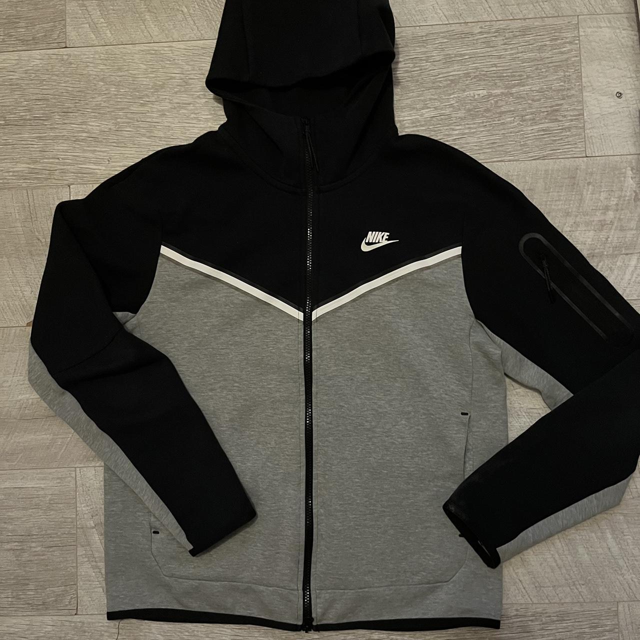 Nike Tech fleece Grey Black Hoodie Zip - good... - Depop
