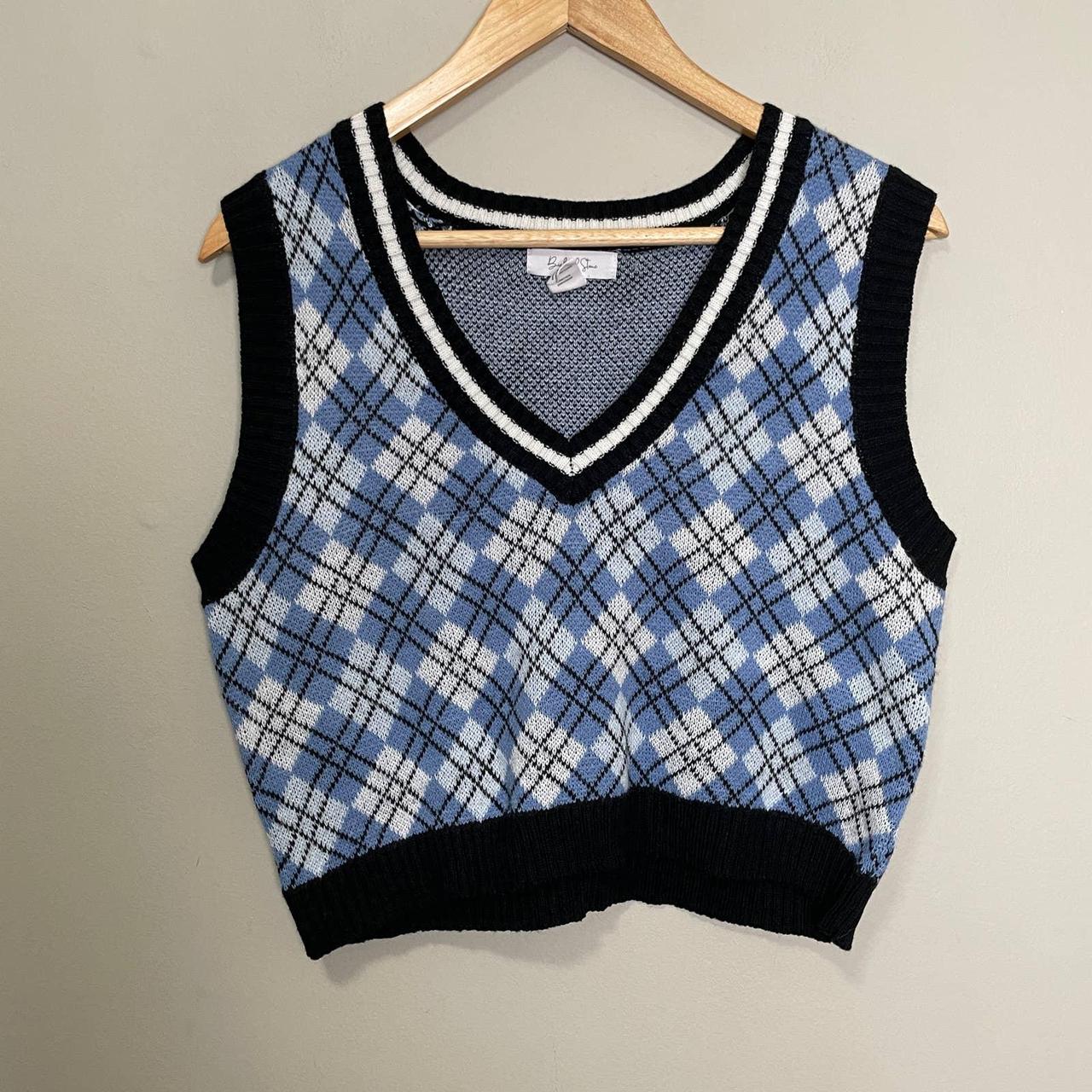 Vintage y2k Mens sleeveless Jersey with argyle - Depop