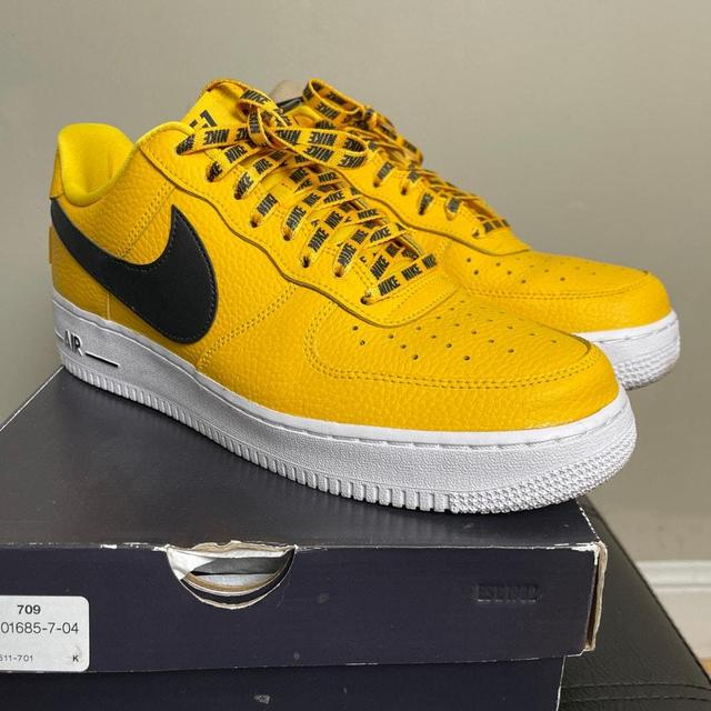 Nike x NBA Air force 1 Amarillo Large black swoosh. Depop