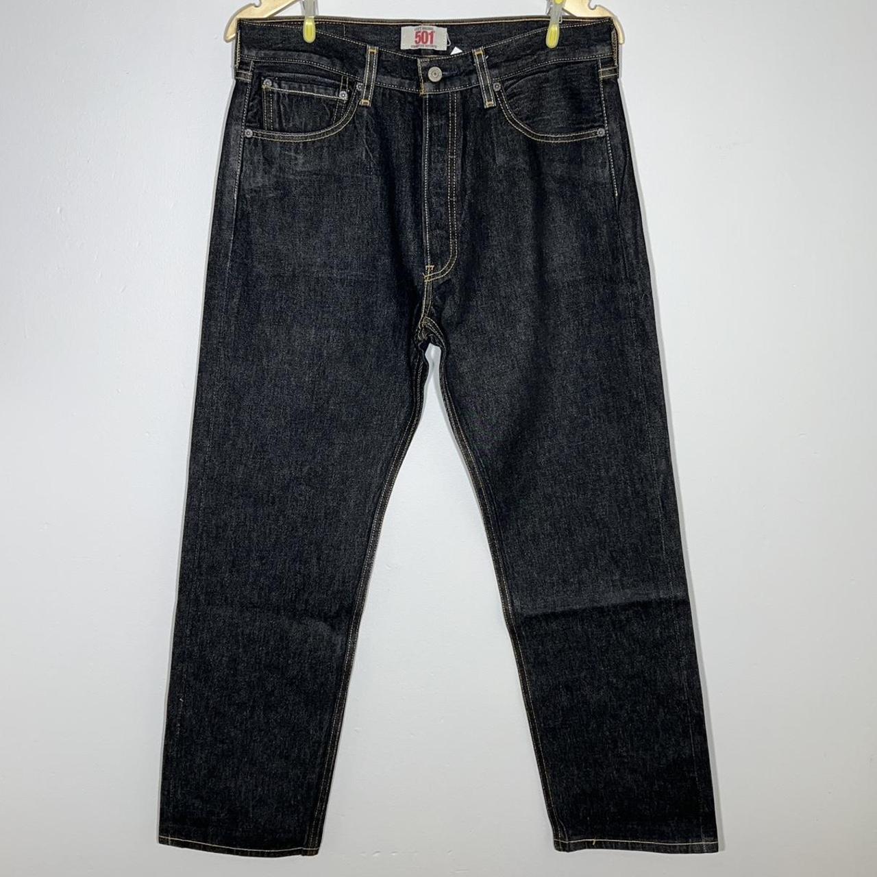 Levis 501 Vintage 90s Dark Wash Blue/Black Jeans... - Depop