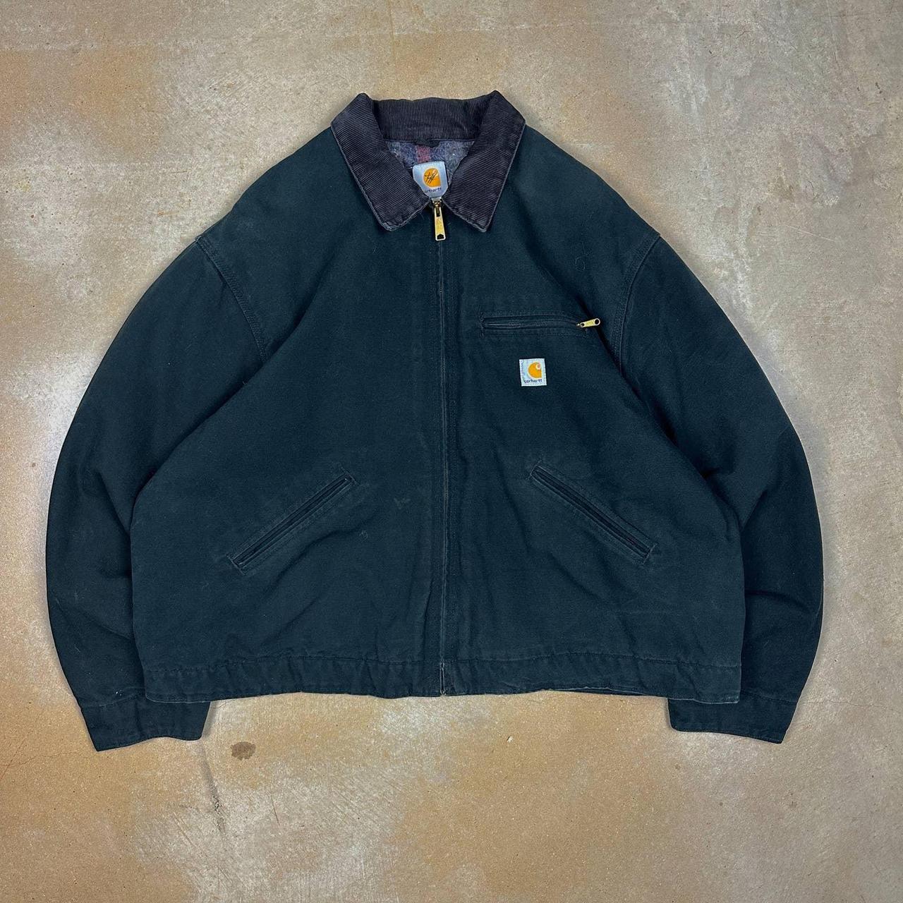 00s Faded Black Carhartt Detroit Jacket XXL... - Depop