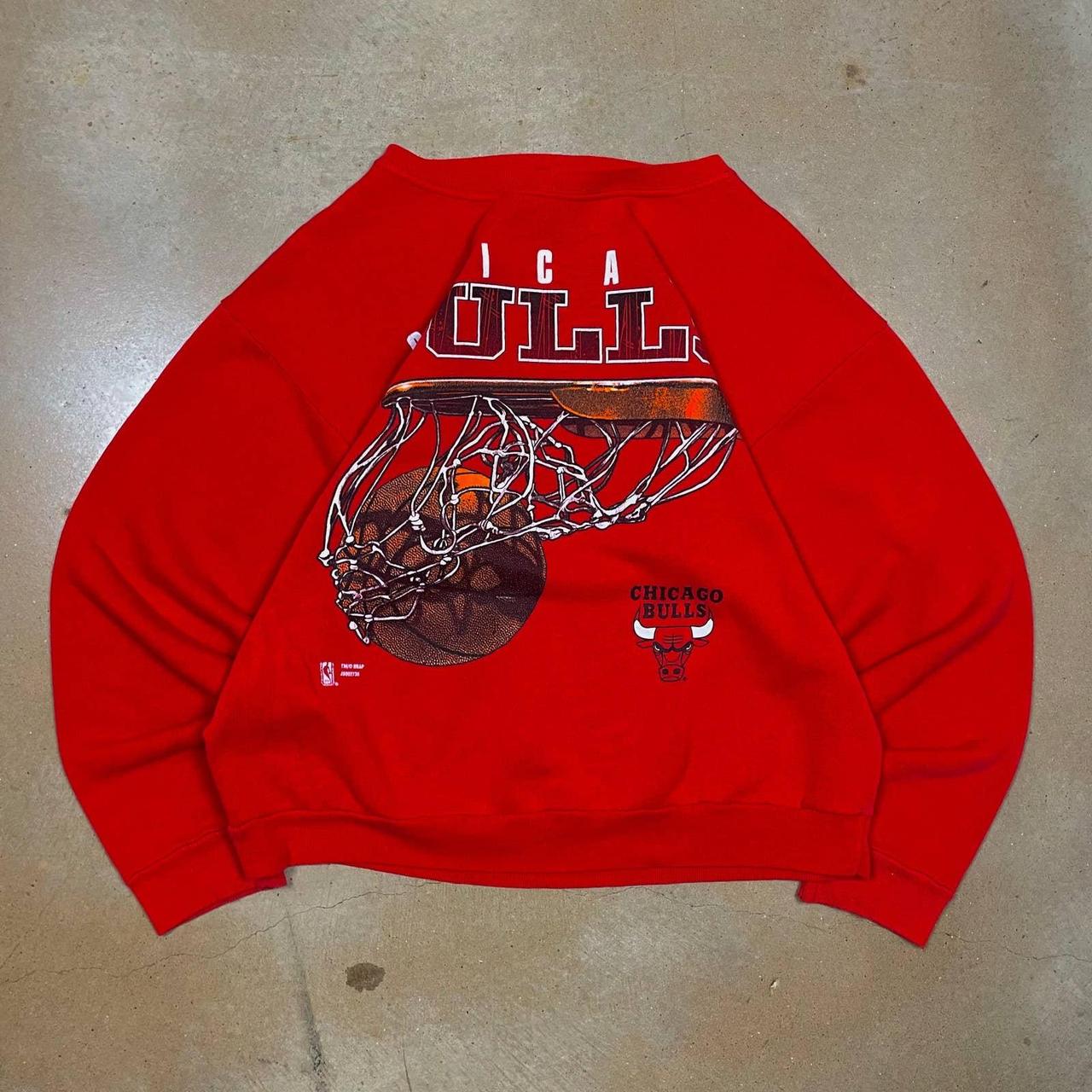 Vintage 1992 Chicago Bulls Red Crewneck Sweater Last - Depop