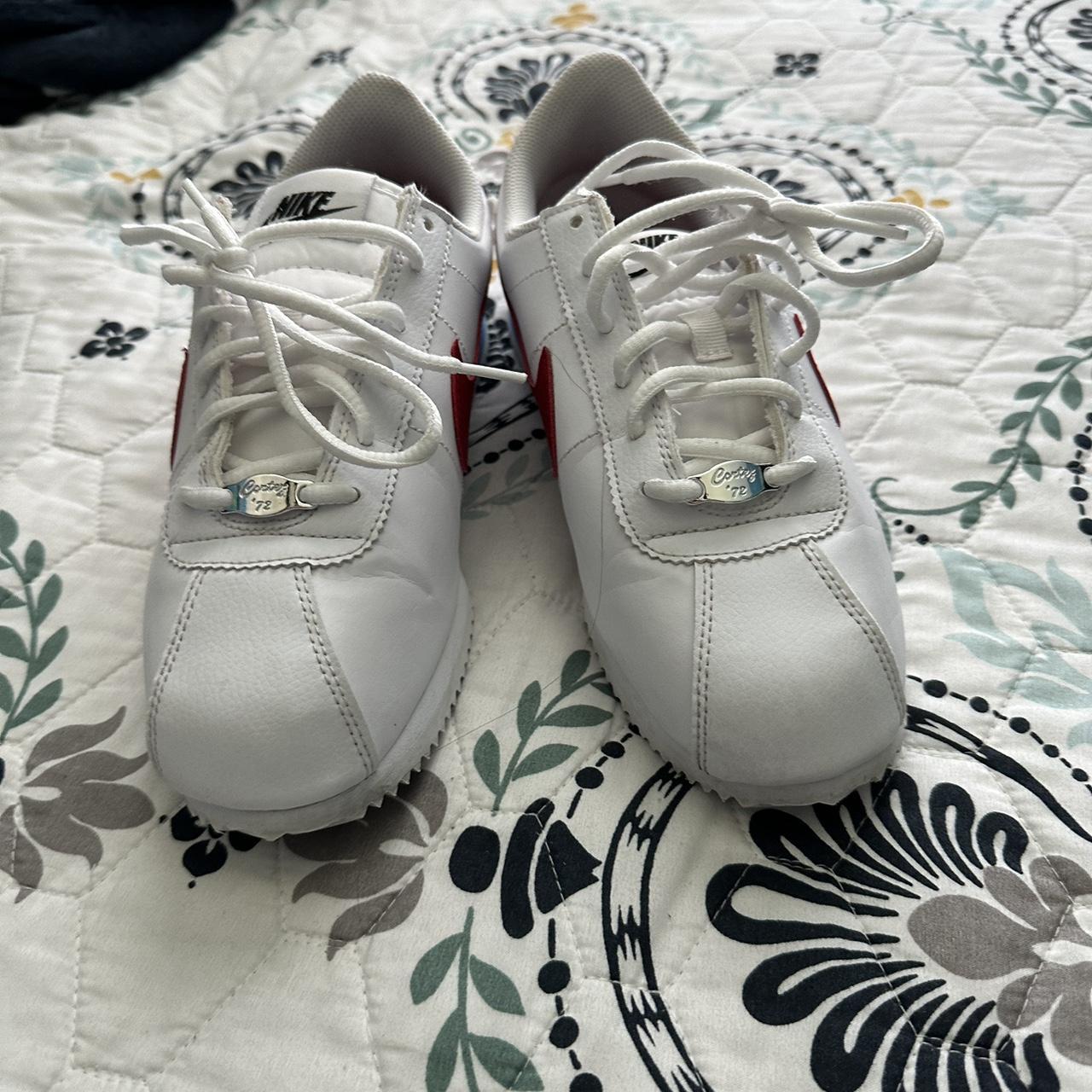 nike cortez red white blue womens