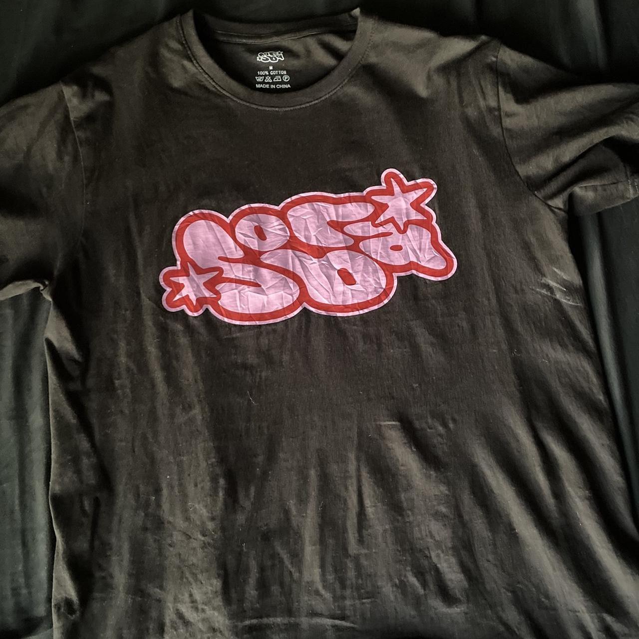 Black, pink graphic tee Depop