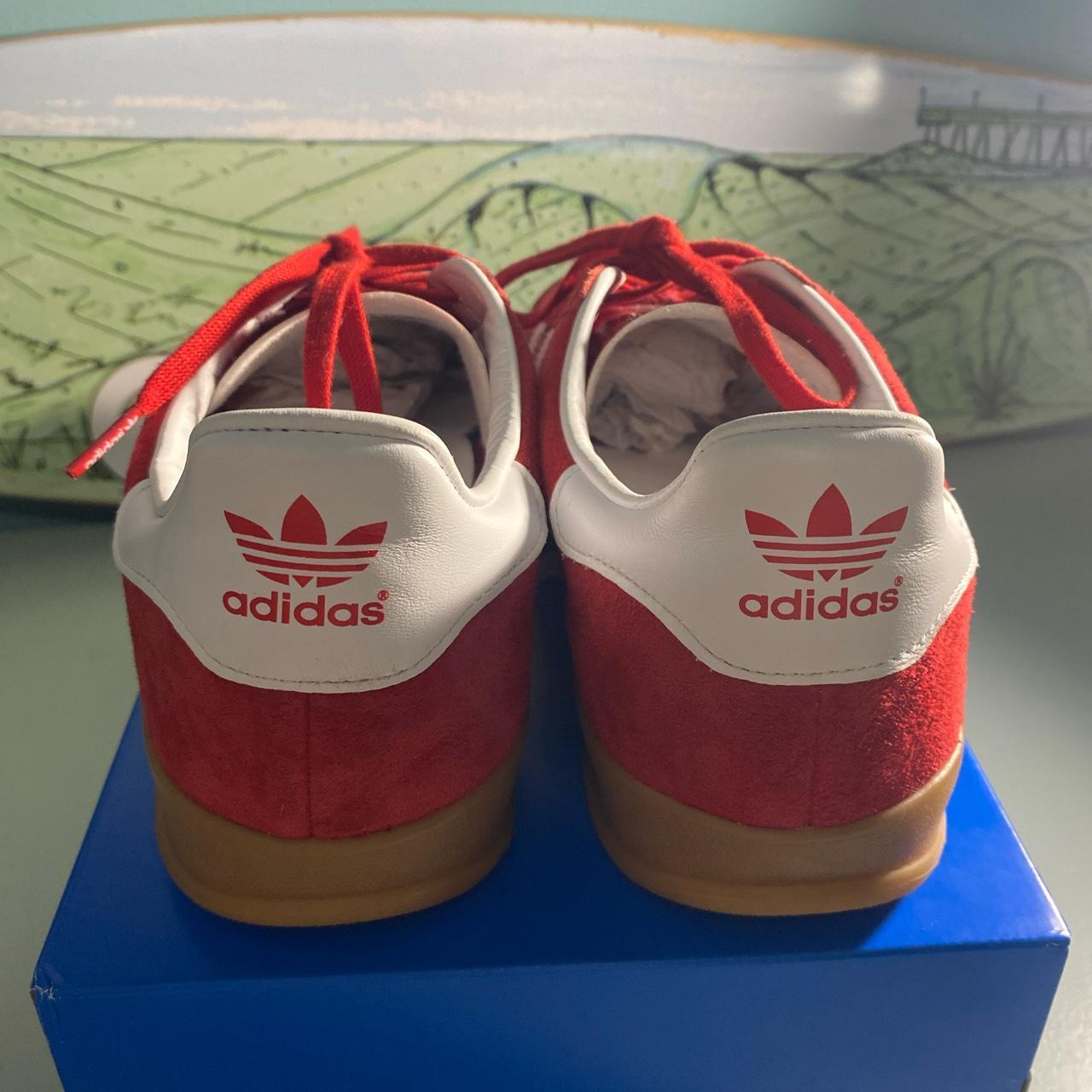 adidas Gazelle Scarlet White Cloud Worn Once Size... - Depop