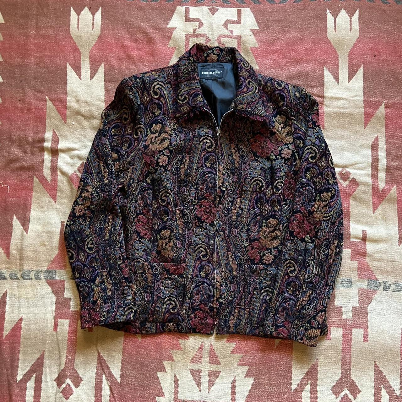 Vintage 90s paisley psychedelic tapestry zip up... - Depop