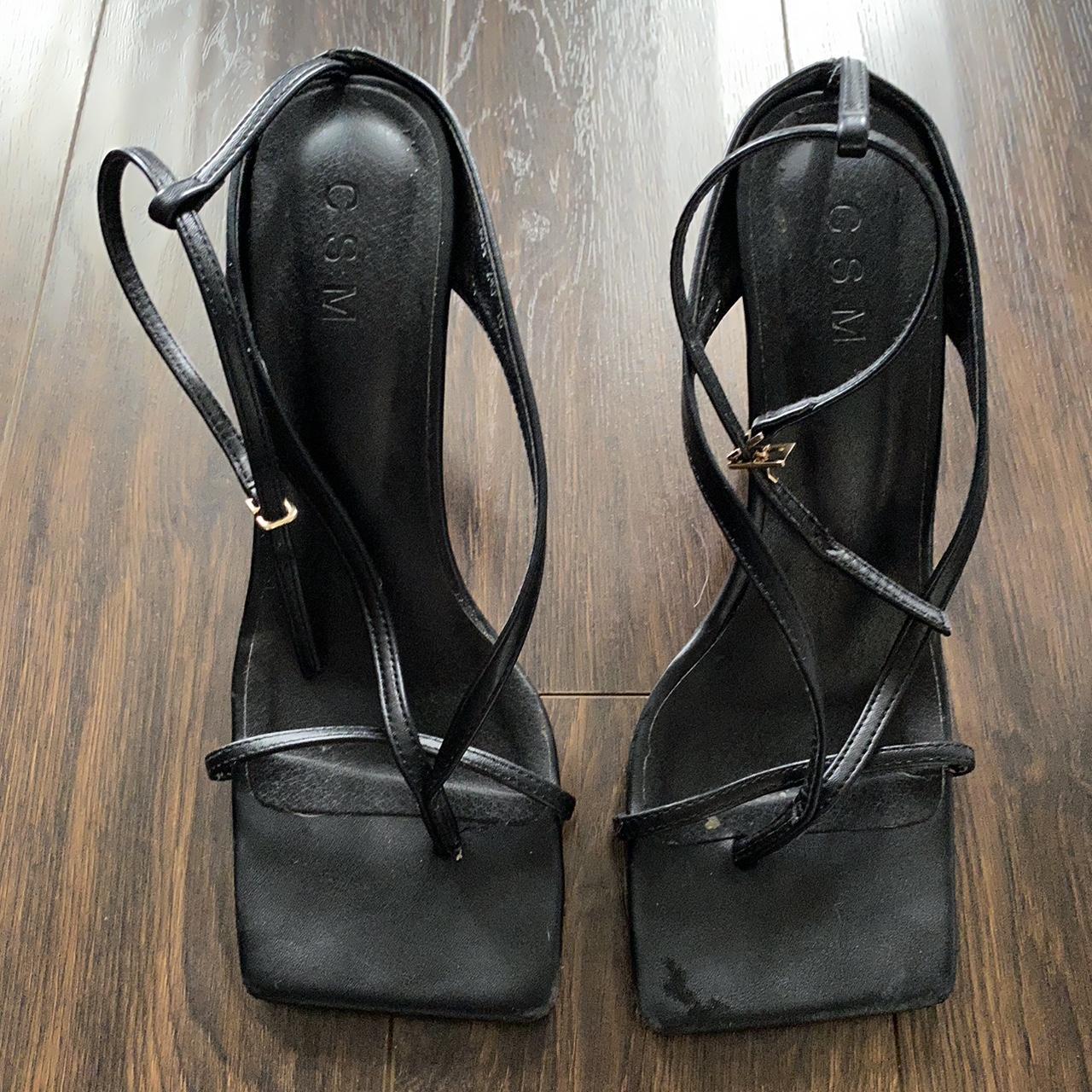 Korean Black thong sandal heels the buckle is... - Depop