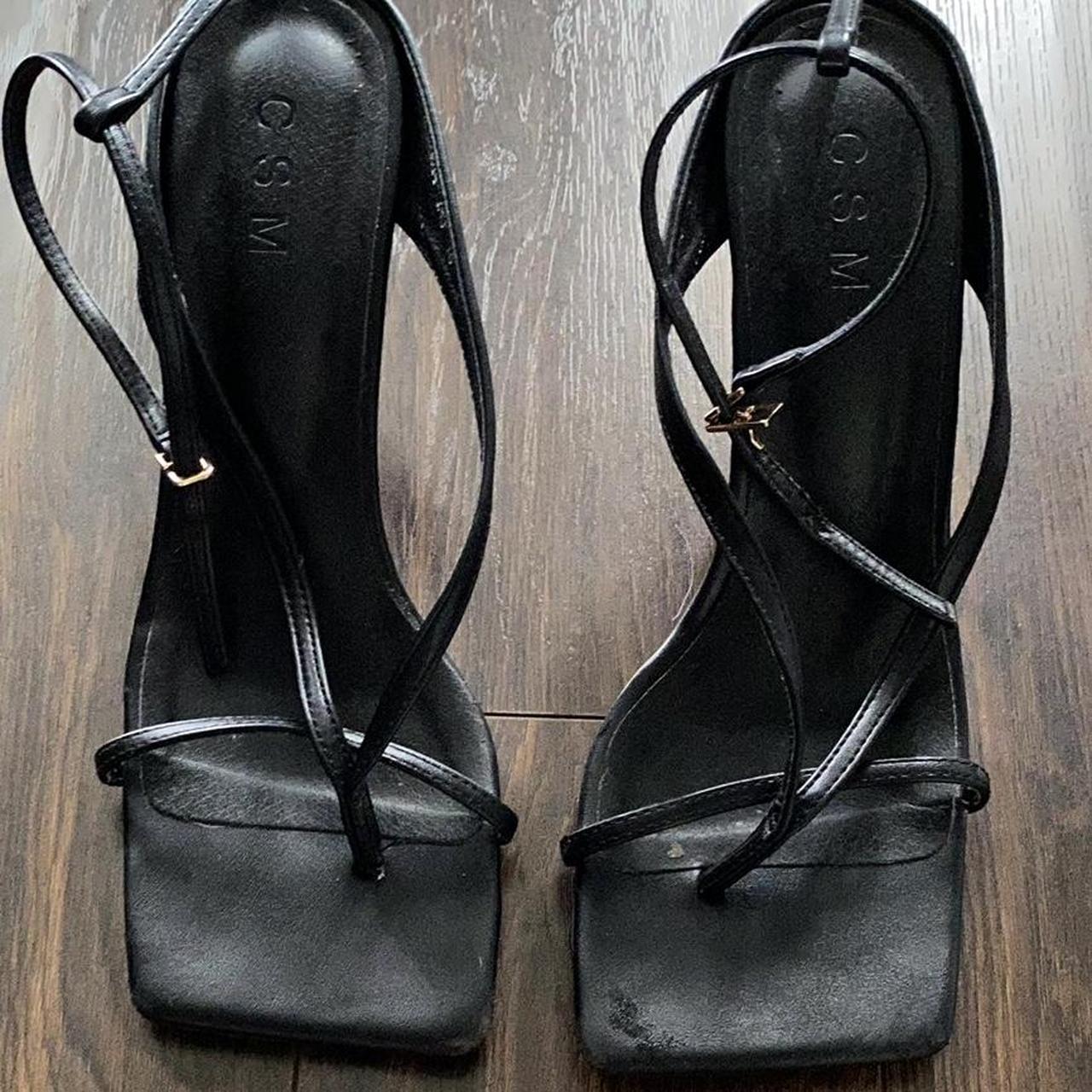 Korean Black thong sandal heels the buckle is... - Depop