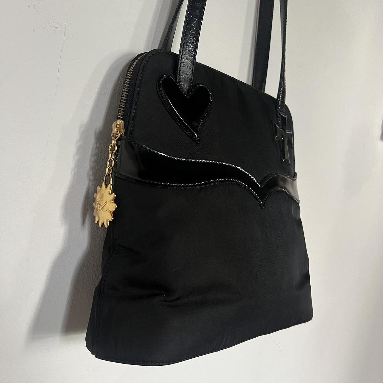 CHRISTIAN LACROIX Black Leather & Nylon Shoulder Bag... - Depop