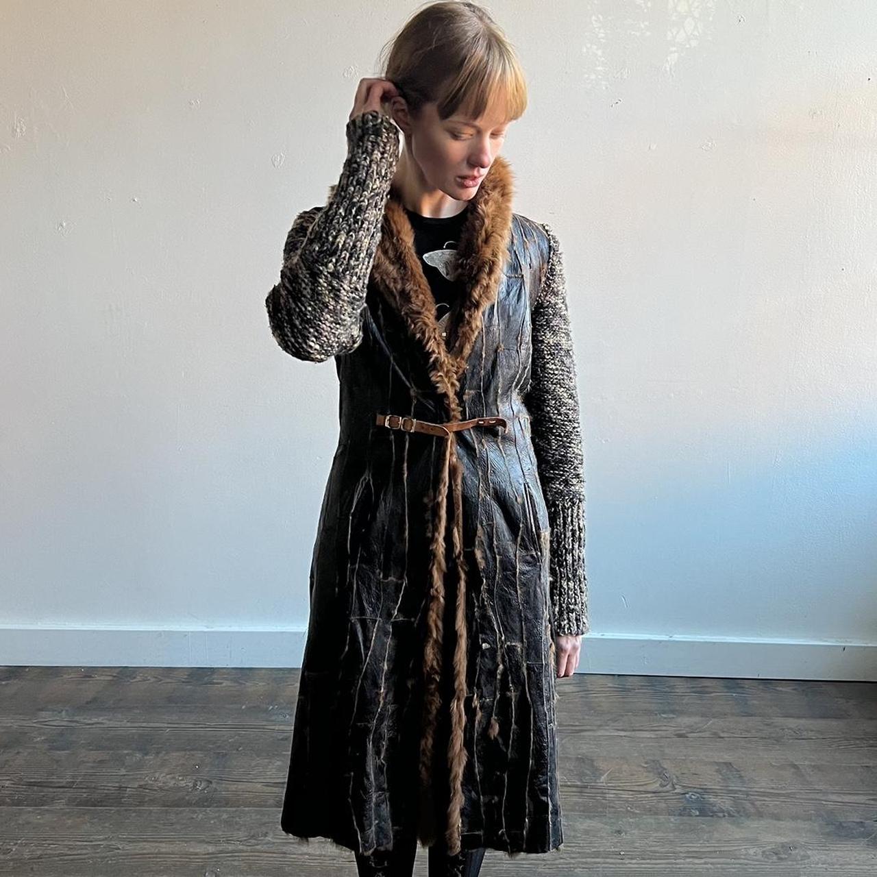 AMAYA ARZUAGA Black Leather Rabbit Fur Patchwork &... Depop