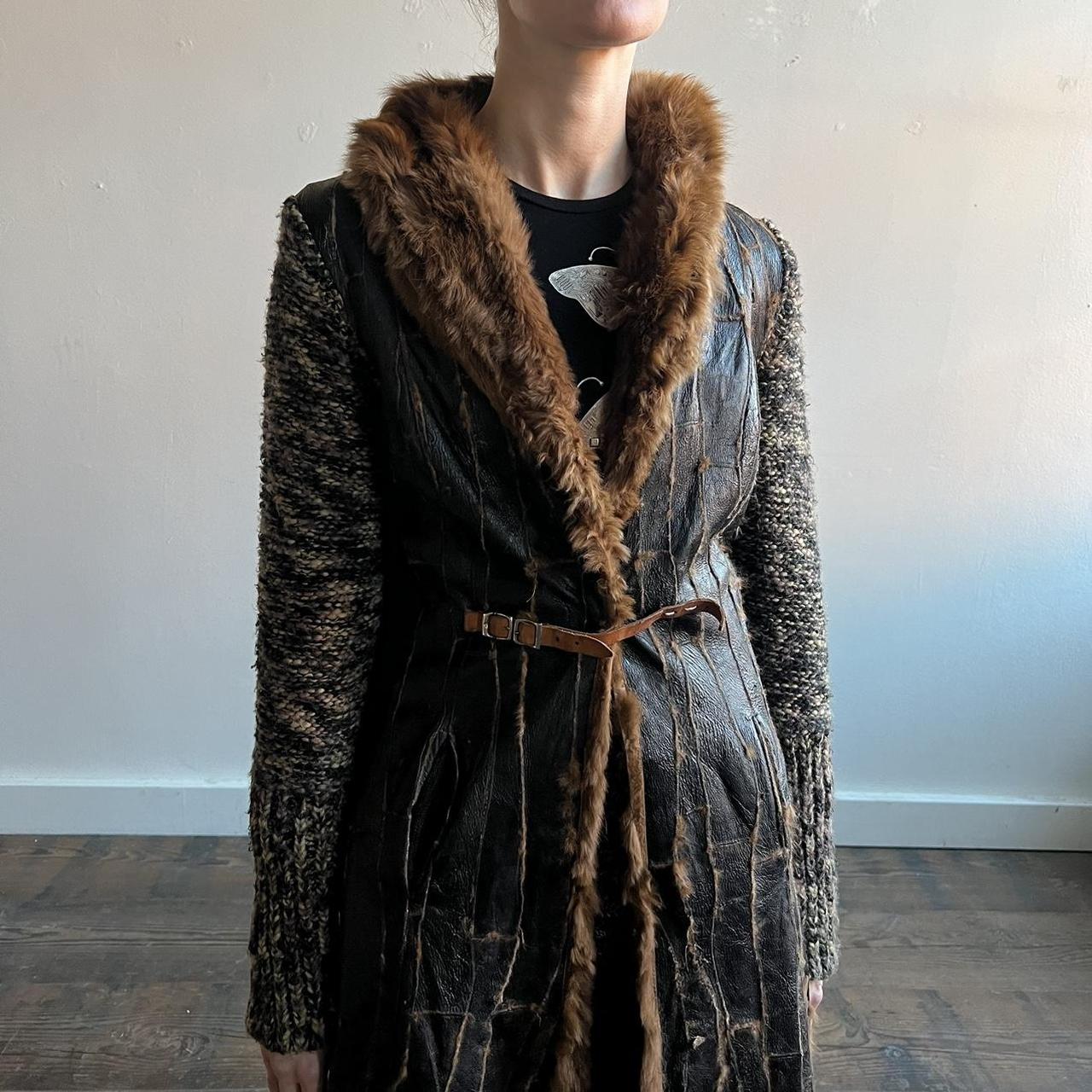 AMAYA ARZUAGA Black Leather Rabbit Fur Patchwork &... Depop