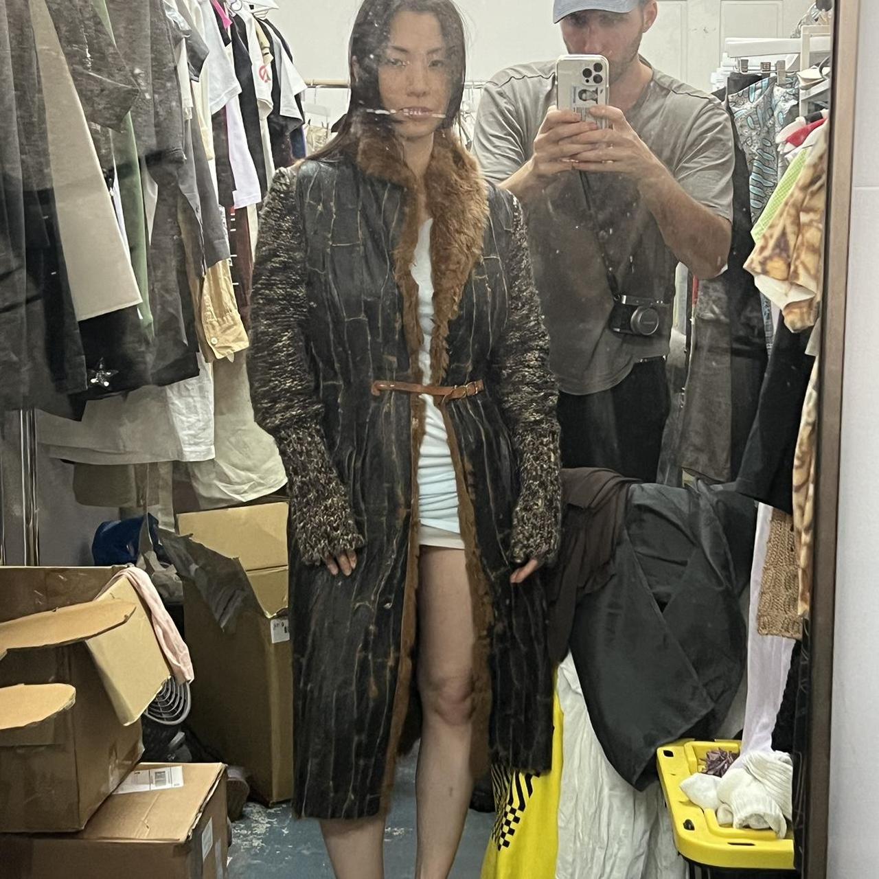 AMAYA ARZUAGA Black Leather Rabbit Fur Patchwork &... Depop