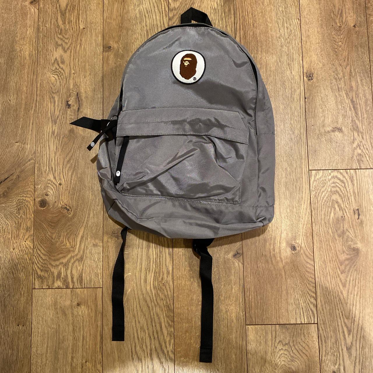 Bape happy new year ape head patch backpack grey best sale