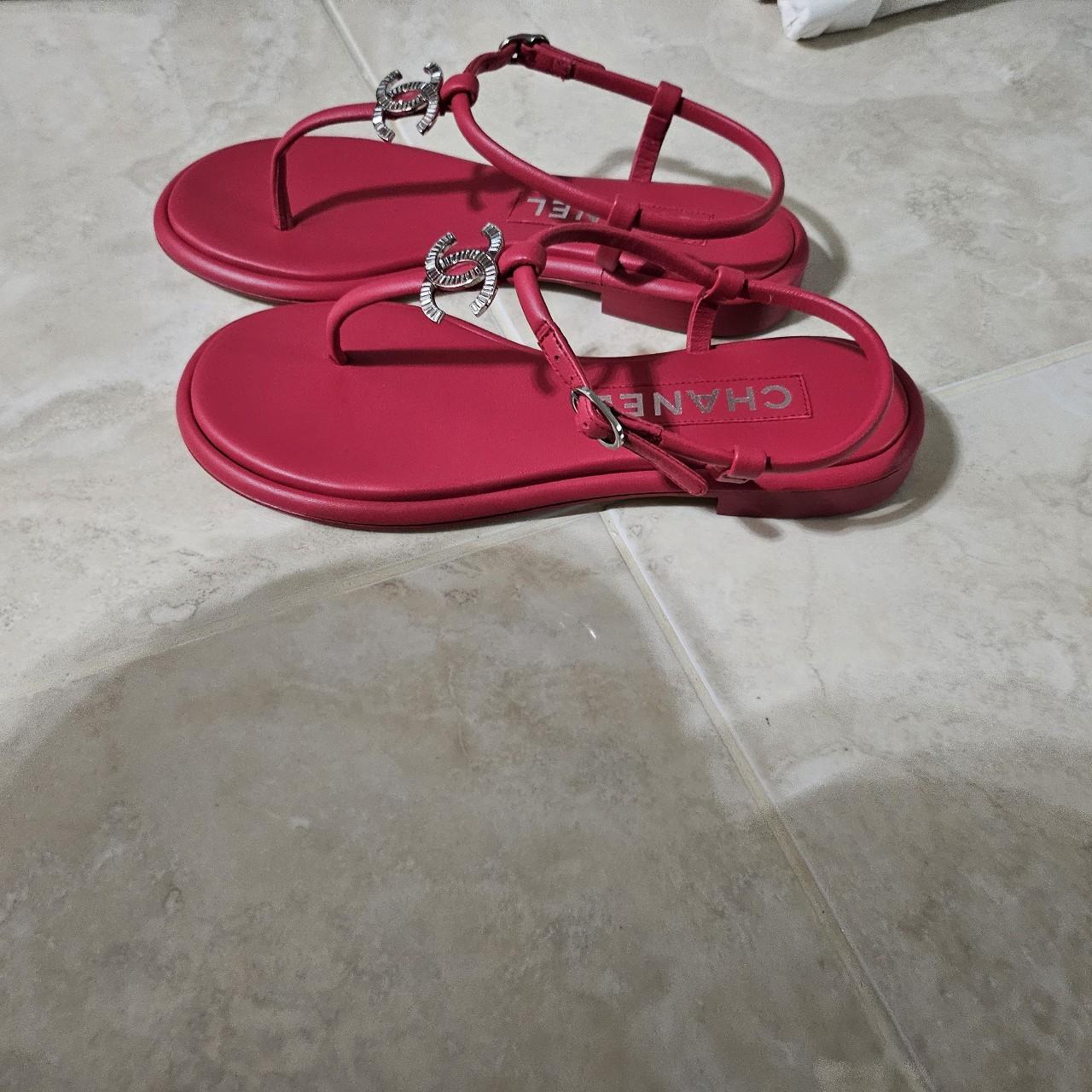 Authentic Chanel Thong Sandals Coco Mark... Depop