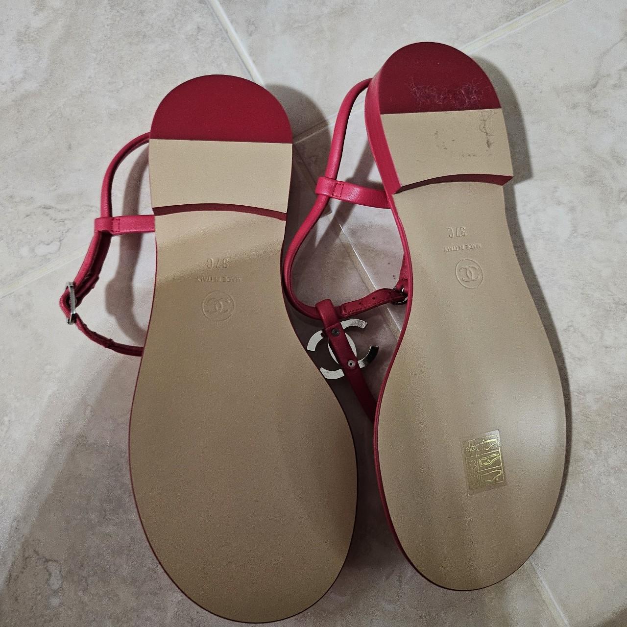 Authentic Chanel Thong Sandals Coco Mark... Depop