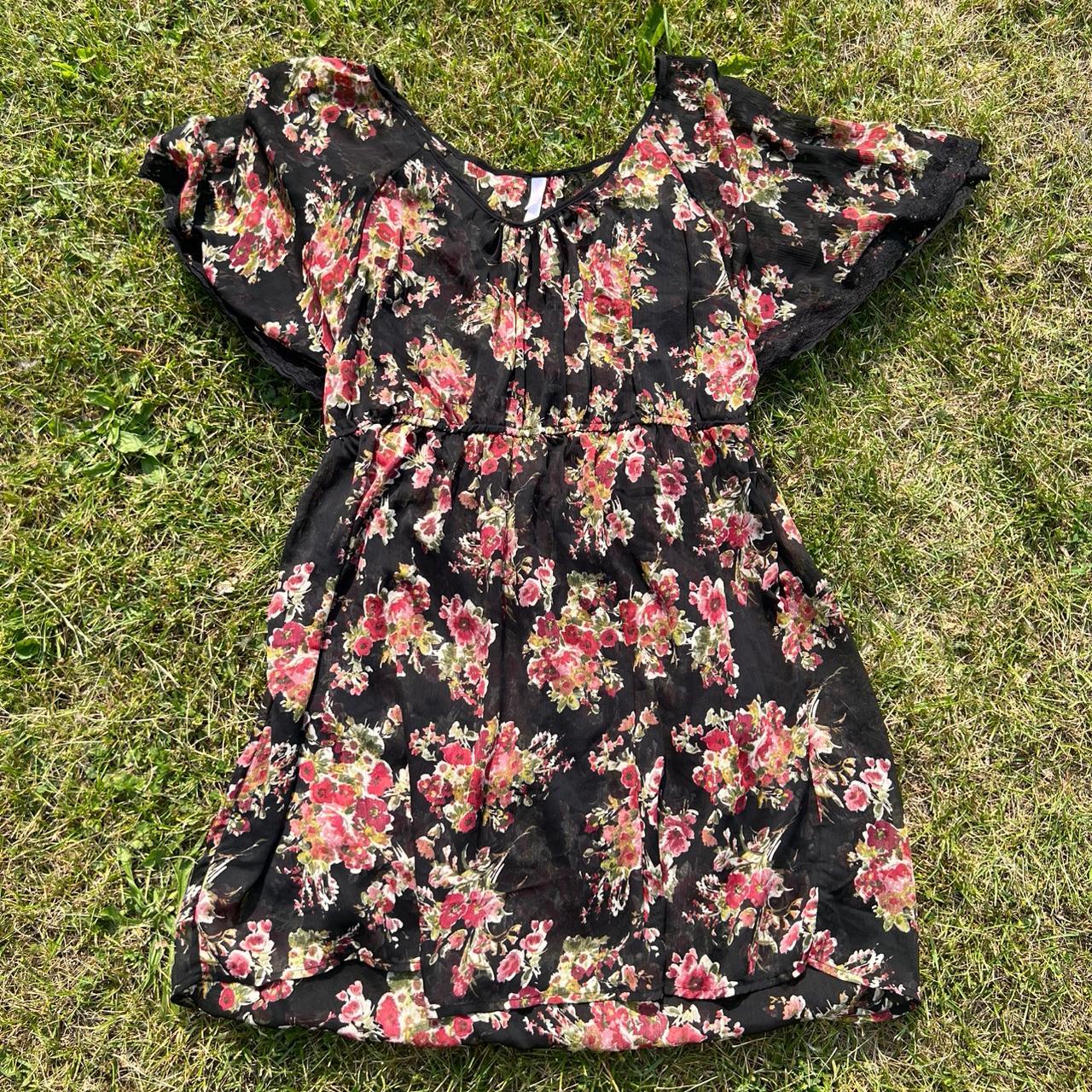 Xhilaration Women's Babydoll Dress Black/Multi XL – XL Sheer - Main Image