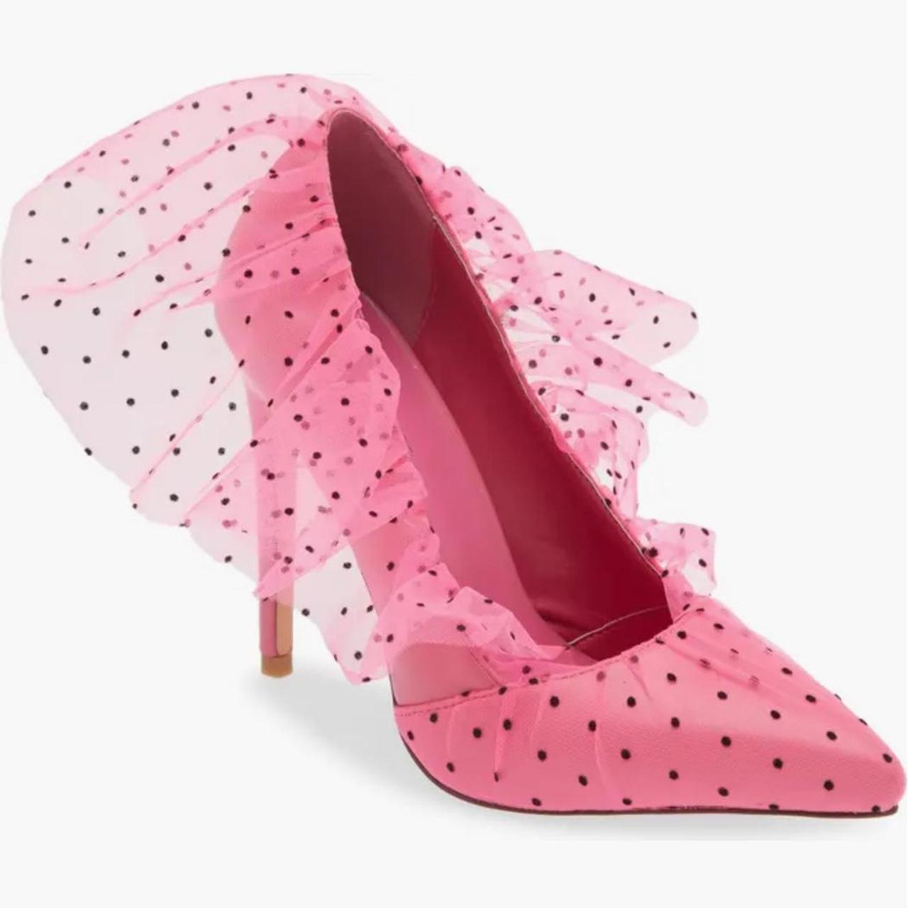 azalea wang discreet pink polka dot tulle pump super | Depop