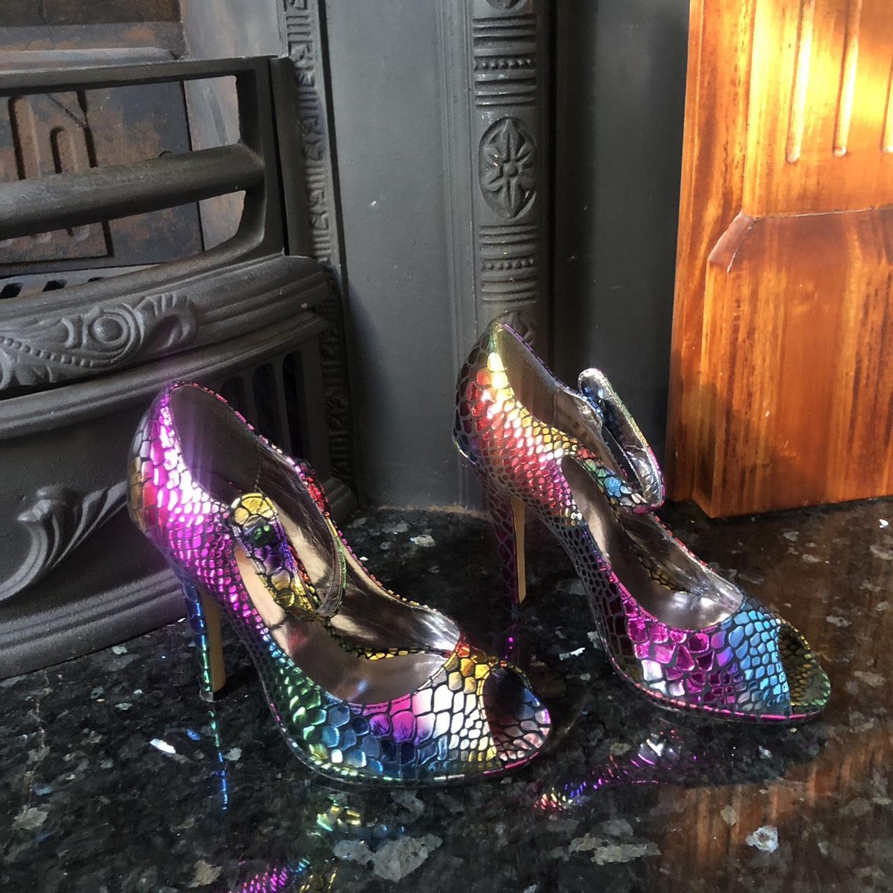 rainbow snakeskin heels