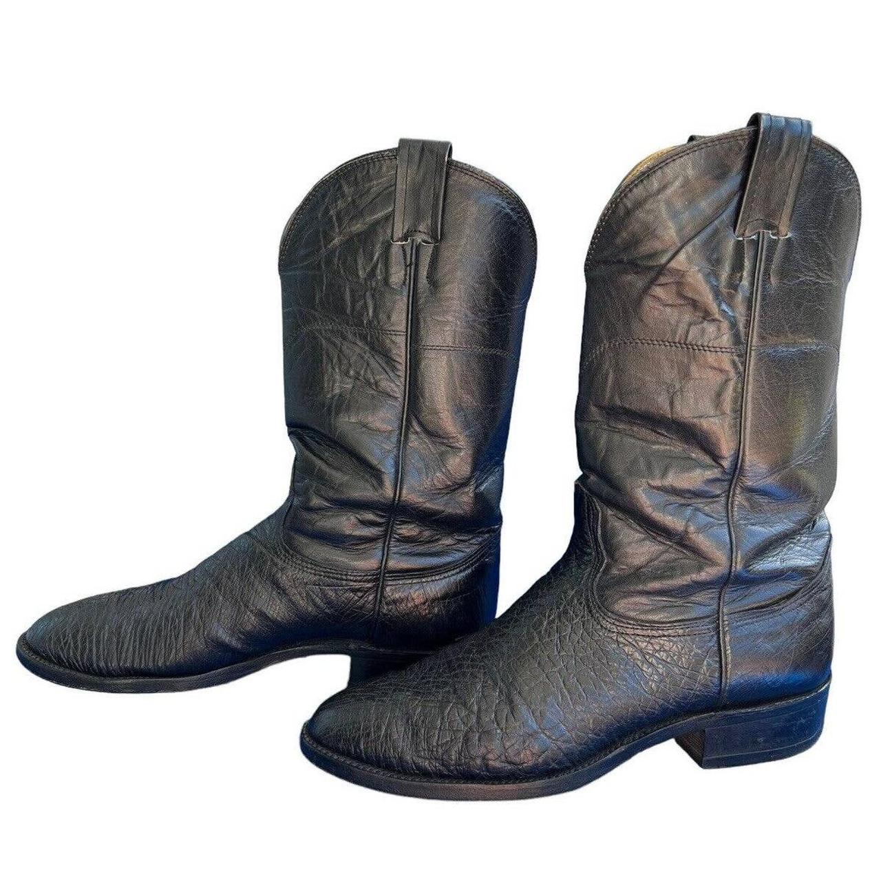 Vintage Nocona Cowboy Boots Size 9 1/2 Texas Black... - Depop