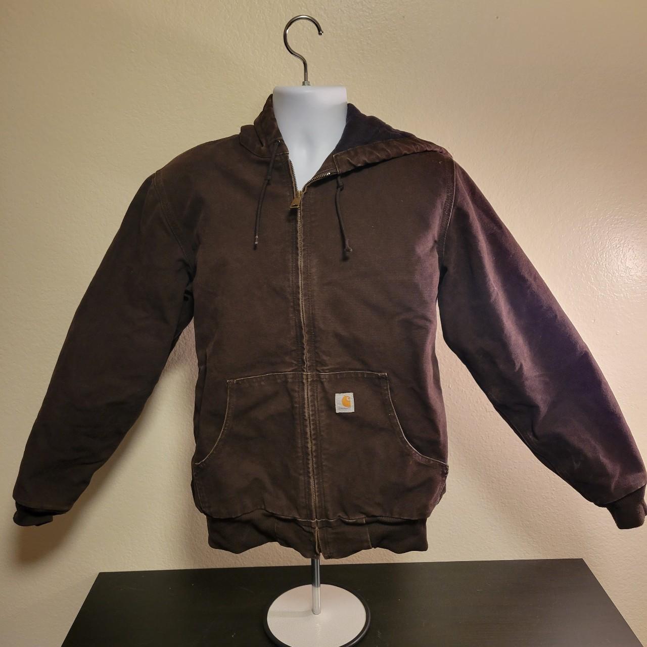 Carhartt Women’s Canvas Work Jacket Size S Hooded... Depop