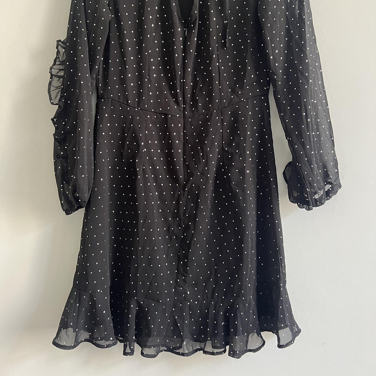 Star print black dress Oliver Bonas frill on