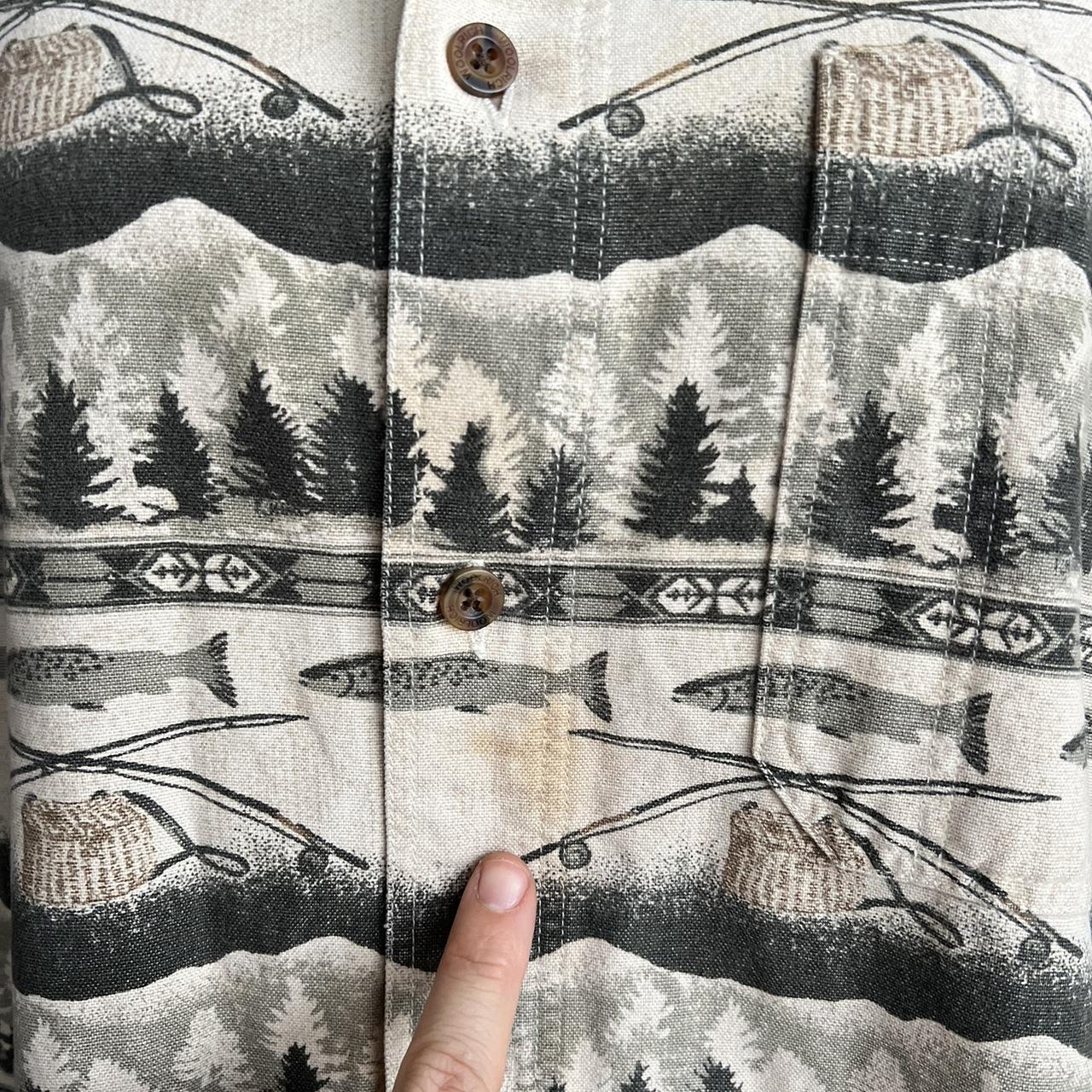 Vintage Woolrich Fishing Themed Print Flannel Shirt - Depop