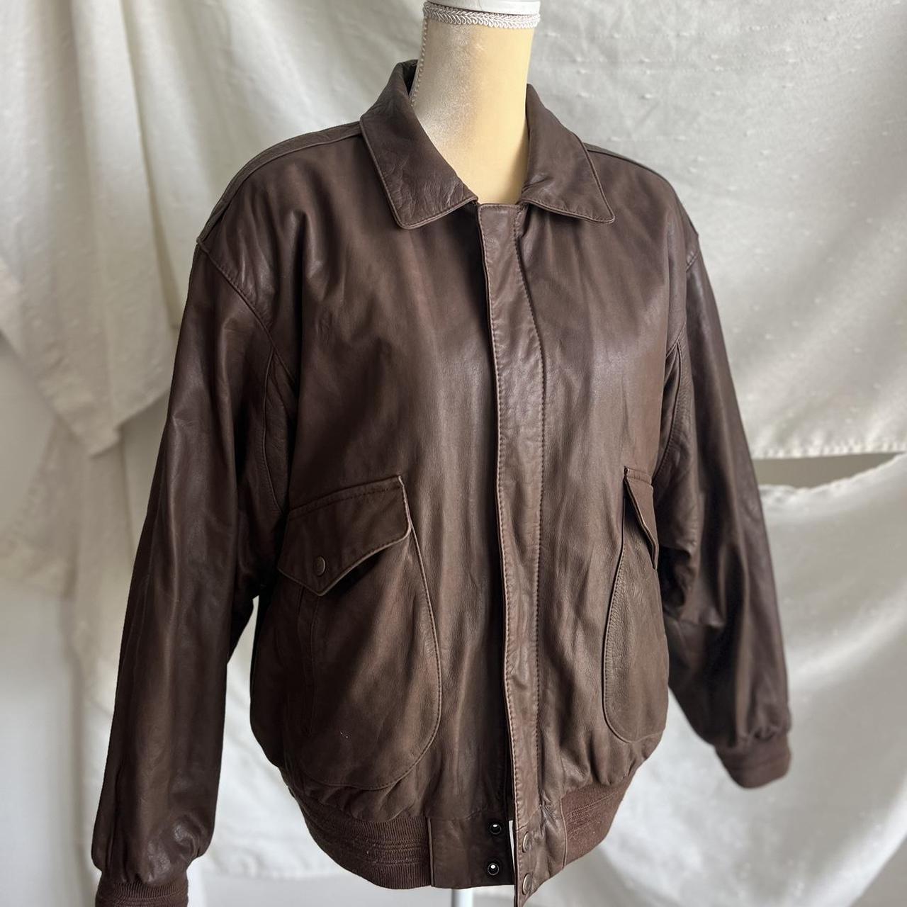 Roundtree and yorke hot sale men's leather bomber jacket