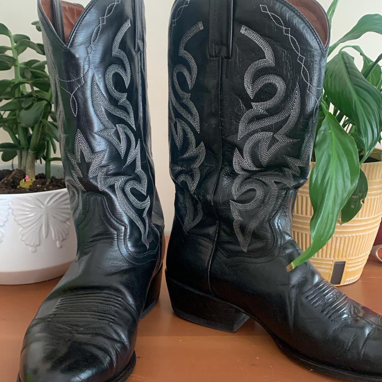 Danpost black cowboy boots size 11, great condition - Depop