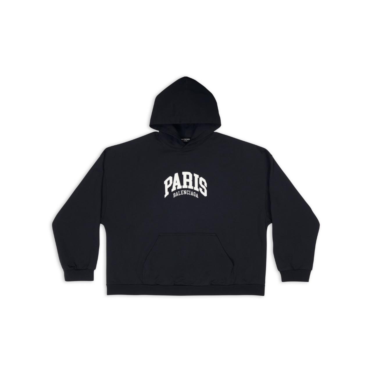 トップス Balenciaga Cities Paris Wide Fit Hoodie Balenciaga Cities Paris Hoodie Wide Fit 'Black White