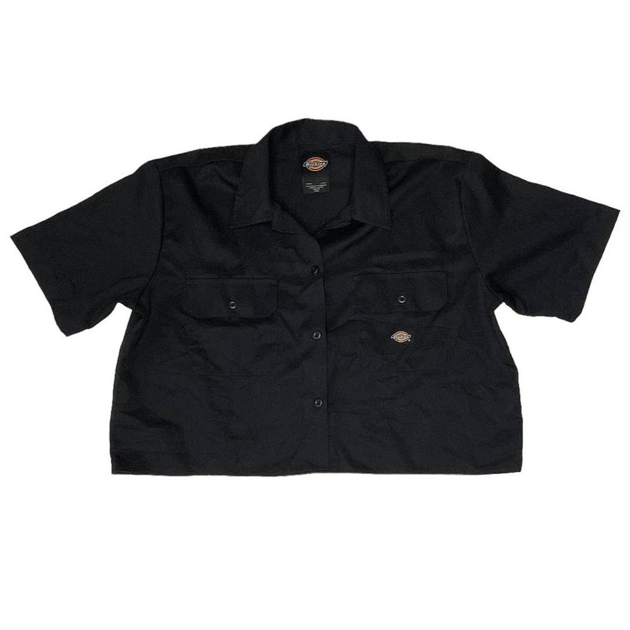 Dockers Women's Relaxed Fit Cropped Work Shirt Black... Depop
