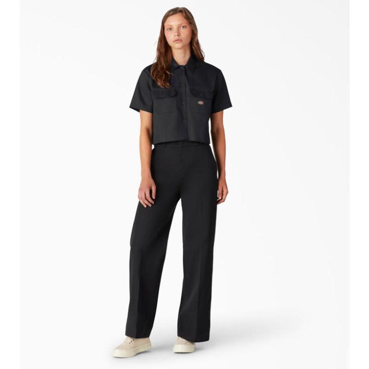 Dockers Women's Relaxed Fit Cropped Work Shirt Black... Depop